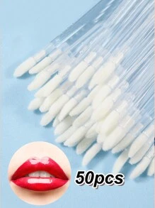 Waloshow 50-500件批发价大容量一次性唇刷睫毛刷便携式口红刷水晶杆天鹅绒唇彩刷眉刷清洁棒独立包装
