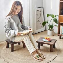 Wood Step Stool,Wooden Bedside Step Stool Adults For Kitchen,Bathroom,Bedroom, Shoe Changing Stool - 杏色 - 查看 2