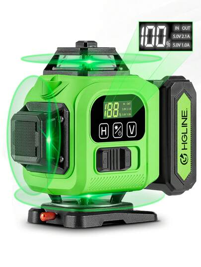 ONEVAN Niveles láser 4D de 16 líneas, herramienta de nivelación de medición autonivelante, 360 Horizontal, Vertical, línea verde