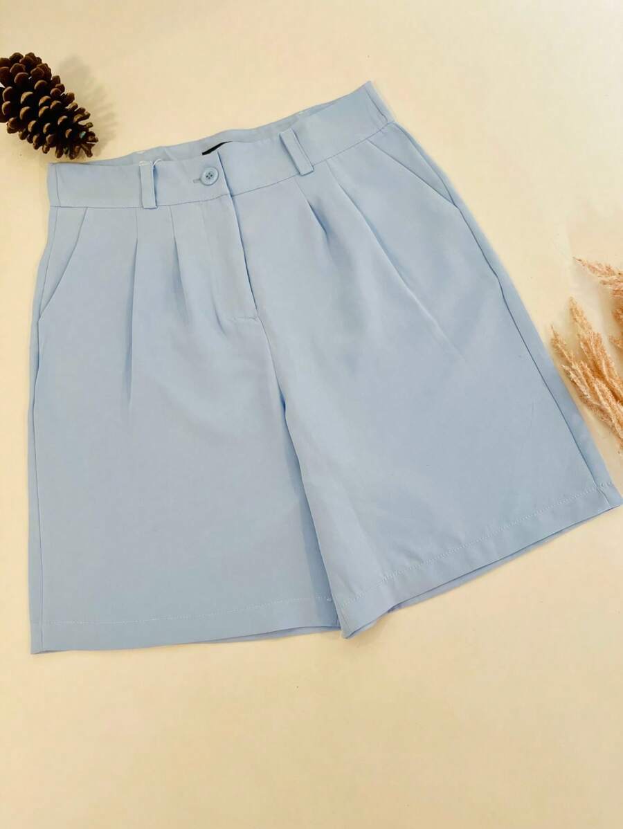 KALINA FASHION Women's Bermuda Shorts In Sensorial/Fabric Tailoring Fashion - Celeste - Ver 1