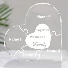 Customizable 'Together We Make A Family' Acrylic Heart Puzzle - Perfect For Father's Day, Birthdays & Housewarming Gifts Graduation - 10*10cm Love Text Card Brick - View 4