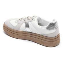 Casual Thick Sole Sneakers With Patterned Details - Silver - View 4