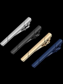 5pcs Men Fashion Personalized Versatile Tie Clips, Silver Business Casual Tie Pin Suitable For Formal Suit Wear Men Necktie