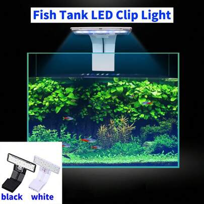 RGB 彩色夹式鱼缸灯、水族箱灯、全光谱水草缸灯、USB 高亮度 LED 水族箱灯、白光和蓝光光谱，适用于水生植物，适用于圆形和方形鱼缸