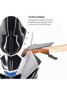 1 Set Adjustable Motorcycle Rearview Mirror Wind Deflector Spoiler Kit, Fit For 2018-2021 ZX10R ZX6R Z636 ZX6RR CBR, BMW 1000RR Racing Fairing Accessory Rearview Mirror - Standard - View 3