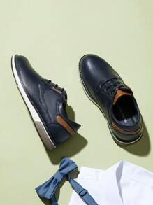 Boy's Casual Oxford Dress Shoes  Comfortable Formal Sneakers For Stylish Uniform Wear - 藍色 - 查看 1