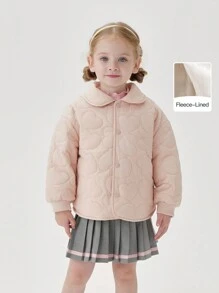 MARC&JANIE Young Girl Heart Quilted Snap Button Front Coat - Baby Pink - View 1