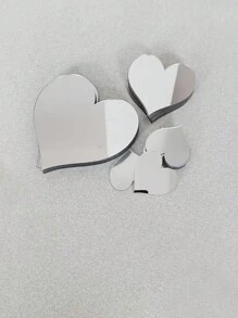 10 piezas de adhesivos en forma de corazón de espejo acrílico plateado, calcomanías de espejo cosmético DIY - Plateado - Ver 1