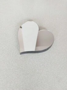 10 piezas de adhesivos en forma de corazón de espejo acrílico plateado, calcomanías de espejo cosmético DIY - Plateado - Ver 6