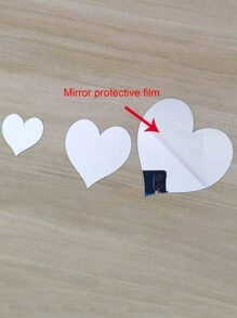 10 piezas de adhesivos en forma de corazón de espejo acrílico plateado, calcomanías de espejo cosmético DIY - Plateado - Ver 3