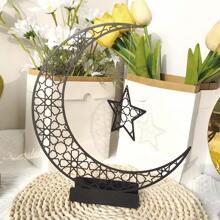1pc Metal Iron Crescent Moon Tabletop Decor, Stainless Steel Acrylic Decorative Stand For Holidays, Home Decoration, Festival Decorations, Valentine's Day, Mother's Day, Office Desktop Accessory, Gift Gifts Birthday Graduation E-I-D