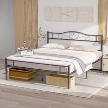 VECELO Single/Double Size Metal Bed Frame With Headboard And Footboard, Metal Platform Bed Frame, Metal Slats Support, No Box Spring Needed - Black - View 2