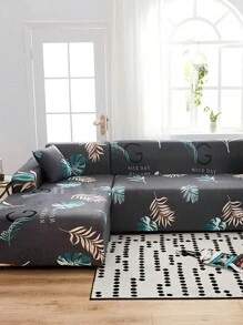 1 件叶植物图案弹力沙发套，现代印花设计，防尘防污，适用于家庭、教室、酒店、3 人座、2 人座、沙发座套
