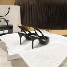 Black Pointed High Heel Closed Toe Slingback Sandals For Women With Stilettos And Fairy Style Temperament Shallow Mouth Single Shoes - Black 6cm - View 9