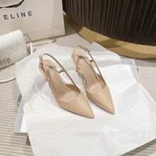 Black Pointed High Heel Closed Toe Slingback Sandals For Women With Stilettos And Fairy Style Temperament Shallow Mouth Single Shoes - Black 6cm - View 10