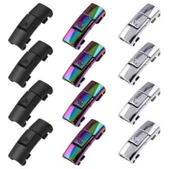 4pcs Slouchy Shoelace Buckles, Metal Shoelace Clips, One-Touch Open/Close Design, Applicable For Men/Women Sports Shoes, Casual Shoes, Sneakers Decoration Accessories (Black, Silver)