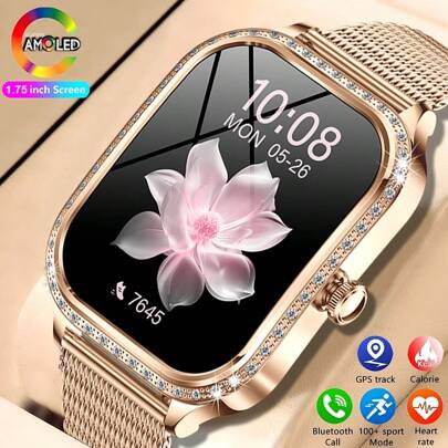  GUHUAVMI Luxury Smart Watch For Women, 1.75inch(4.45cm) HD Curved Screen With Bluetooth Call, Custom Face Dial, Information Push, Music, Multi-Sport Mode Watches, Women's Physiological Health, Sleep Monitor Fitness Tracker Bracelet, IP68 Waterproof Smartwatch For Android IOS, The Best Gift For Girlfriend, Mother, Wife Or Sisters