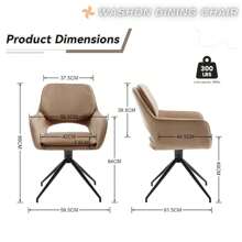 WAHSON OFFICE CHAIRS 2PCS Wahson Dining Chair Dining Chair With Armrests Backrest Swivel Kitchen Chair Comfortable Living Room Chair With Metal Legs, Faux Fur, White - Khaki - View 2