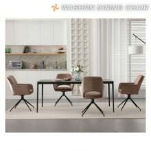 WAHSON OFFICE CHAIRS 2PCS Wahson Dining Chair Dining Chair With Armrests Backrest Swivel Kitchen Chair Comfortable Living Room Chair With Metal Legs, Faux Fur, White - Khaki - View 3