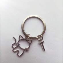 1pc 26 English Letters Metal Cartoon Cat Keychain, Creative Letter Keyring Accessory, Gift For Bag, Car, Couple, Unisex Car Accessories Bag Charm Backpack For School