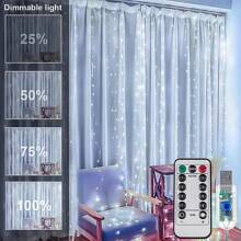 1pc 3x1m/3x3m 100/300 LED Copper Wire Curtain Lights, Waterproof Fairy Lights With USB Remote For Party Decorations - White - View 6