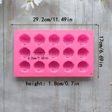1/2/3pcs 15-Cavity Mini Rose Silicone Mold, Suitable For Making Mini Flower Shaped Soap, Wax Blocks, Plaster Fragrance Stone, Crystal Epoxy Decorations And Other Craft Items - Pink - View 5