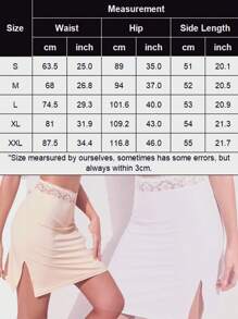 1pc Simple And Fashionable Women's Anti-Exposure And Anti-Transparent Lace Elastic Slit Lining Skirt