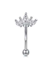 CIZME 1PC 16G Rook Piercing Jewelry Silvery Golden Stainless Steel Eyebrow Piercing Jewelry Crystal Heart CZ Moon Water-Drop Shape Opal Cubic Zirconia Eyebrow Rings Eyes Rook Earrings For Women Valentines,Mom,Mother,Mother's Day,Gift - Gold + Silver - View 8