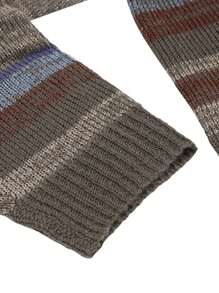 Women Sweater, Vintage Long Sleeve Crew Neck Striped Knit Pullover Tops For Casual Daily - Xám - Xem 6