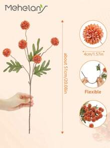 1/3/5Pcs/Pack Artificial Flowers 5 Head Dandelion False Flower Small Thorn Ball Hydrangea Simulation Plant Artificial Silk Ball Chrysanthemums, Thanksgiving Halloween Harvest Decor, Home Decor, Room Decor, Wedding Decor