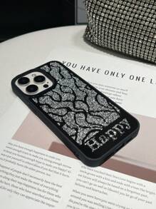 1 pieza Funda de teléfono personalizada con espejo de cristal y strass en plata, regalo de cumpleaños personalizado con número de la suerte y letra para parejas, compatible con /