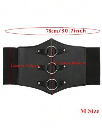 1pc Wide Black Circle Buckle Waist Belt Harness Halloween Waist Trainer Women Corset Belt Accessories For Ladies For Dress Western Cowboy Cowgirl Country Wear Vintage Black Belt Women Corset Belt For Dress,Waist Trainer Waist-Shaping For Waist Slimming And Tummy Control