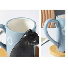 1 件/2 件猫咪设计可爱情侣马克杯，高品质陶瓷礼品套装，生日和节日礼物