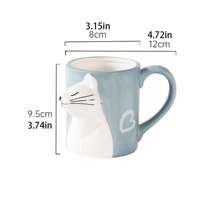 1 件/2 件猫咪设计可爱情侣马克杯，高品质陶瓷礼品套装，生日和节日礼物