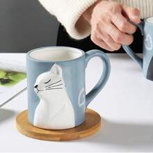1 件/2 件猫咪设计可爱情侣马克杯，高品质陶瓷礼品套装，生日和节日礼物