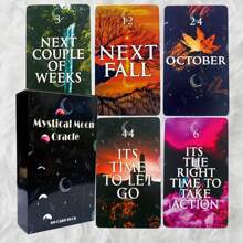 Mystical Moon Oracle 60-Card Deck-Insightful Fortune Telling Cards With Keywords For Guidance On Timing,Life Choices & Relationships,Tarot Cards For Beginners,Funny Party Board Game,Paper Material,Suitable For Teens & Adults 14+ - Multicolor - View 1