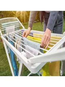 Tendedero Plegable Blanco Con Alas - Resina Sistent - Cierre De Seguridad - Resistente Al Sol Y A La Intemperie, Incluye 20 Clips(180x108x55cm) - Grün - 查看 7