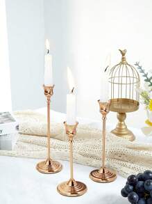 3 件浪漫欧式烛光晚餐婚礼装饰，餐桌中心装饰烛台，锥形烛台金属烛台，房间装饰，家居装饰 - 彩色 - 查看 4
