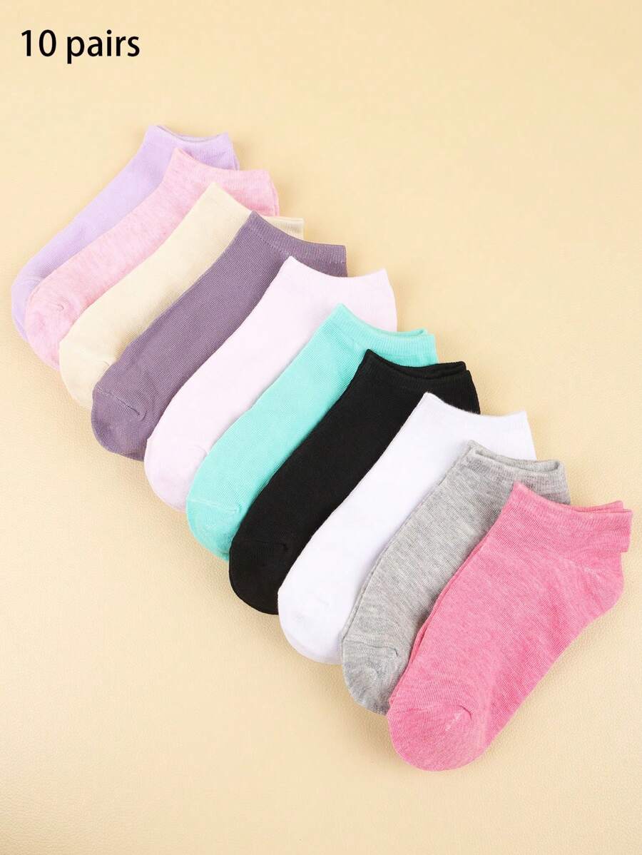 10 Pairs Multicolor Summer Women Boat Socks, Thin Breathable Low-Cut Non-Slip Invisible Short Socks - Multicolor - View 1