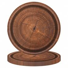 10pcs-Suitable For 10 Guests Vintage Woodgrain Party Disposable Paper Plates Vintage Woodgrain Party Tableware Disposable Round Dinner Plates Tableware Holiday Celebration Birthday Party Banquet Tea Party Wedding Exquisite Craftsmanship Fashionable Collocation