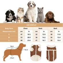 1pc Coffee Brown Suede Cotton Fleece Pet Clothes Jacket Coat Suitable For Small & Medium Cats/Dogs Autumn Winter - Coffee Brown - View 11