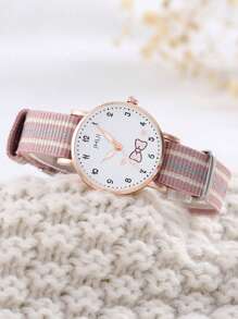 1pc Canvas With Girls Cute Cartoon Digital Children's Watch Return To School