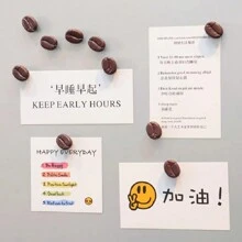 10 件趣味咖啡豆冰箱贴，北欧风格装饰冰箱贴，家居装饰最佳礼物 - 棕色 - 查看 1