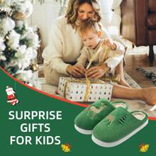 Christmas Slippers For Kids Reindeer Slippers For Girls Boys Fluffy Plush House Slippers Shoes Cozy Warm Winter Slippers Non-Slip Indoor Outdoor Shoes