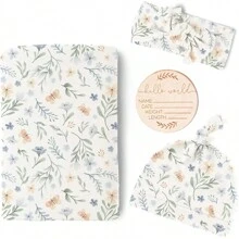 Set de 4 pièces de foulards imprimés pour bébé, foulards d'emmaillotage pour nouveau-nés, ensemble d'emballage, couvertures souples et extensibles pour bébé, couverture de réception pour nouveau-né, unisexe amour Saint-Valentin