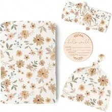 Set de 4 pièces de foulards imprimés pour bébé, foulards d'emmaillotage pour nouveau-nés, ensemble d'emballage, couvertures souples et extensibles pour bébé, couverture de réception pour nouveau-né, unisexe amour Saint-Valentin