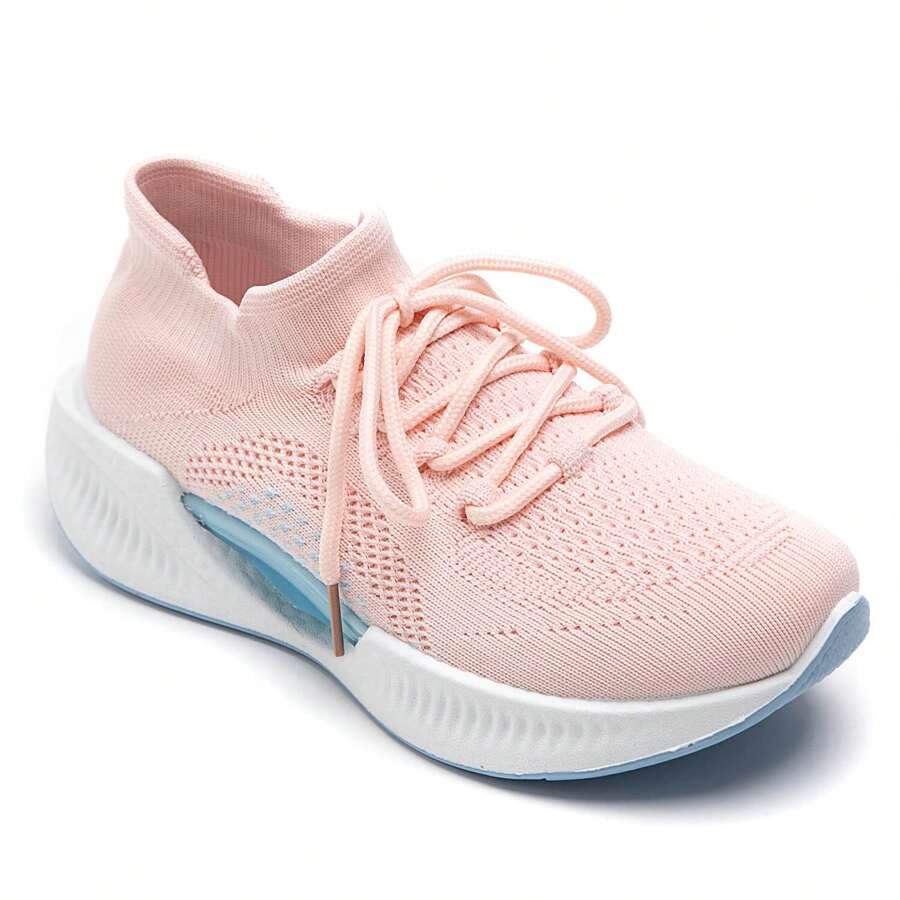 Sports Shoe With Thick Sole And Embossed Details - Pink - View 1