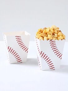 10 piezas Caja de papel con estilo de béisbol para palomitas de maíz, caja contenedora de alimentos, suministros de decoración para fiestas de cumpleaños, día de San Valentín, eventos deportivos y noches de cine familiar con tema de competencia deportiva