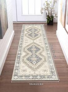 1pc/850g/㎡ Thảm hành lang phong cách cổ điển nhung pha lê, Thảm trải sàn họa tiết cho gia đình, Thảm dài cho hành lang/nhà bếp - Màu be - Xem 3