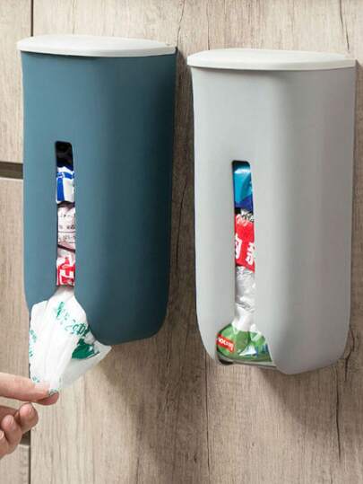 1 Piece, Plastic Large Wall Mounted Garbage Bag Storage Box, Household Non Perforated Plastic Bag Storage And Sorting Box, Mini Cute Garbage Bag Storage Box, Creative And Portable, Affordable, Kitchen Supplies, Kitchen Small Tools